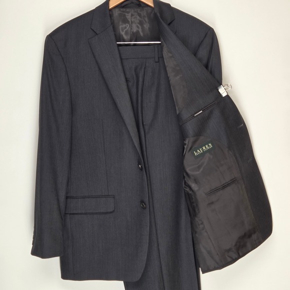 Lauren Ralph Lauren Other - Lauren Ralph Lauren 42R 36W Charcoal Herringbone Wool Suit 2-Button Notch Lapel